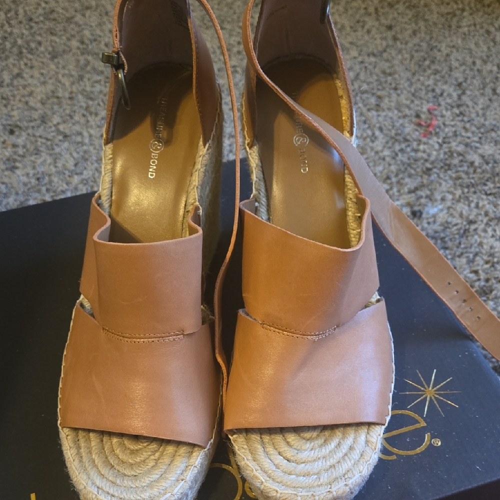 Treasure & Bond Brown Leather Wedge Sandals - Picture 1 of 5